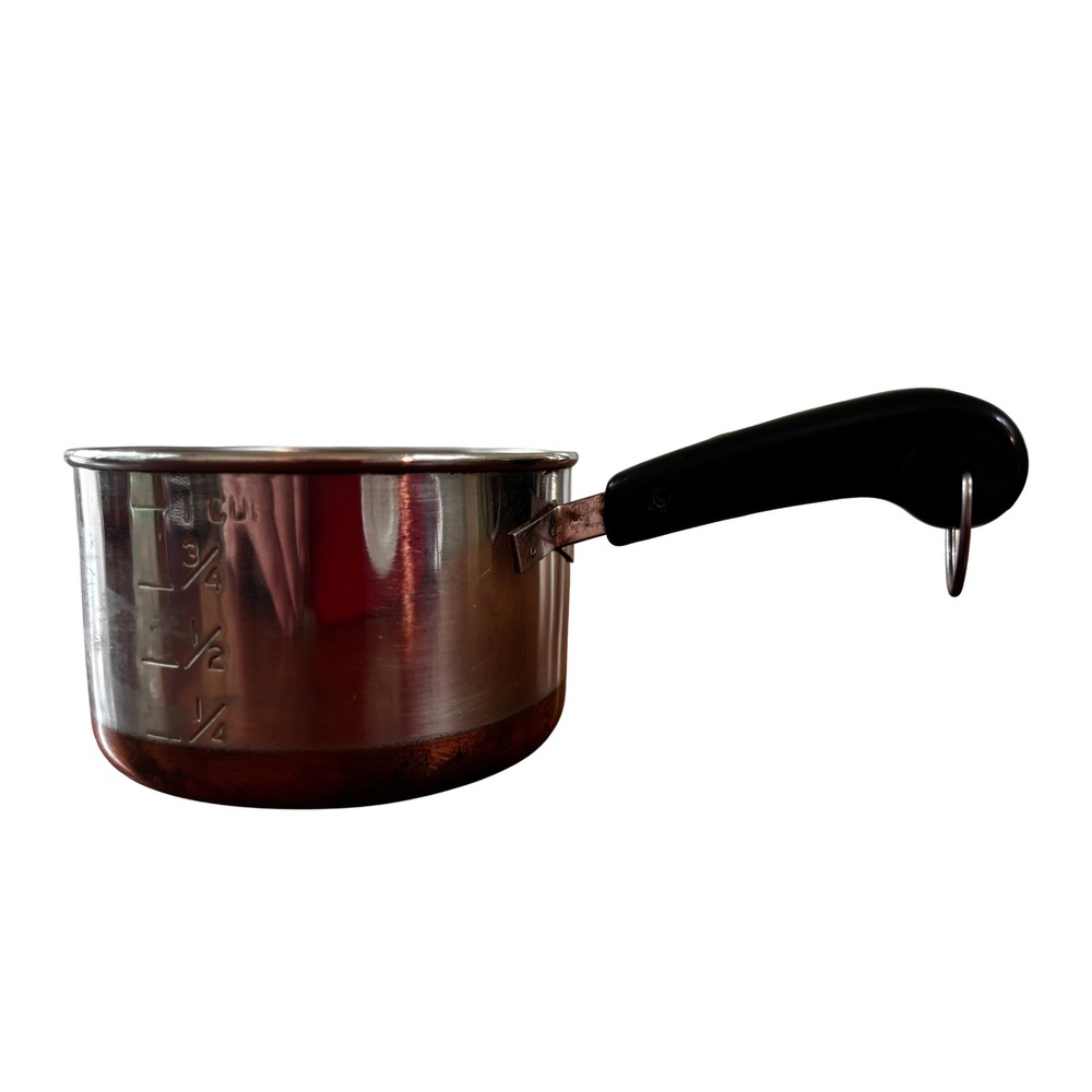 Revere Ware Measuring Cup Saucepan 1 Cup Silver Copper Bottom Vintage Handle